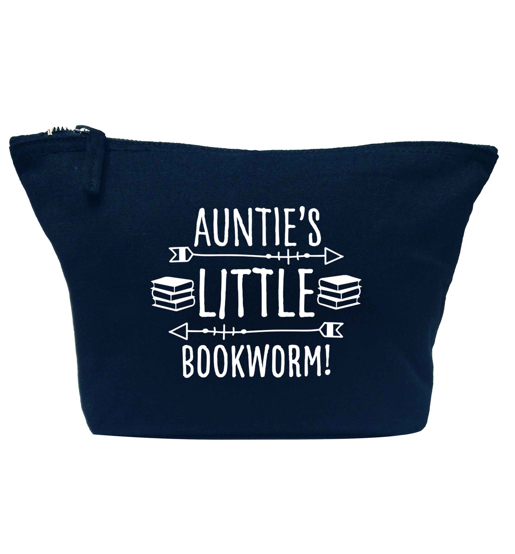 Auntie's little bookworm navy makeup bag
