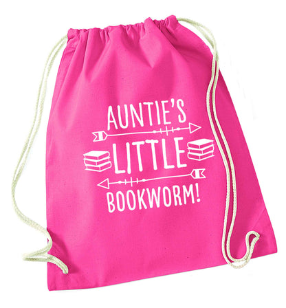 Auntie's little bookworm pink drawstring bag