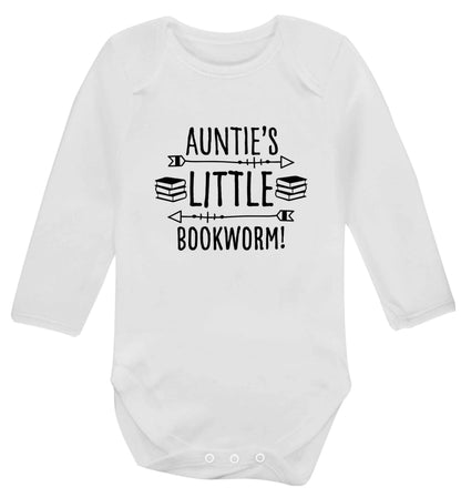 Auntie's little bookworm baby vest long sleeved white 6-12 months