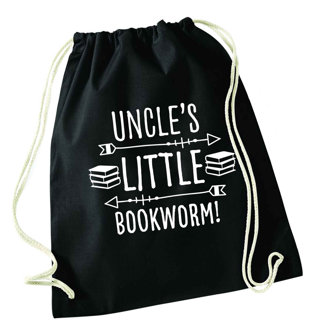 Uncle's little bookworm black drawstring bag