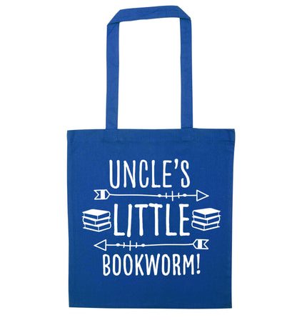 Uncle's little bookworm blue tote bag
