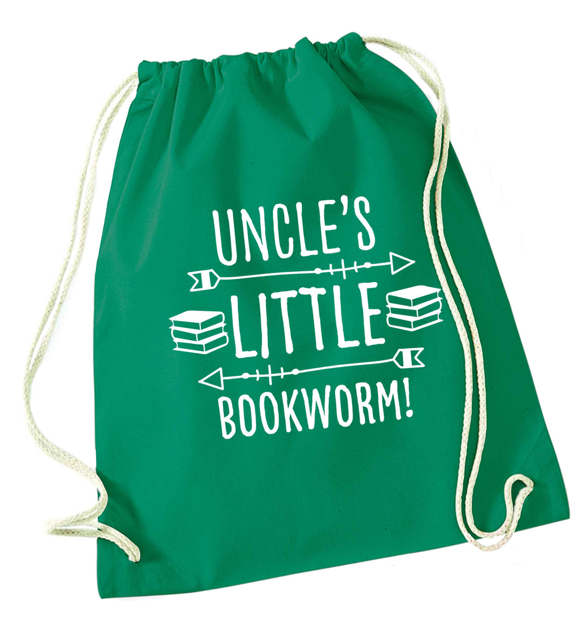 Uncle's little bookworm green drawstring bag