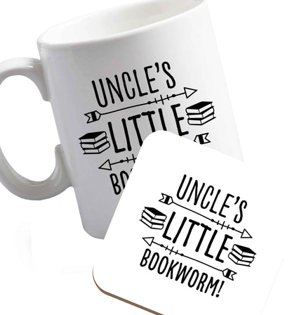 10 oz Favourite Type Pan Pancake ceramic mug and coaster set right handed