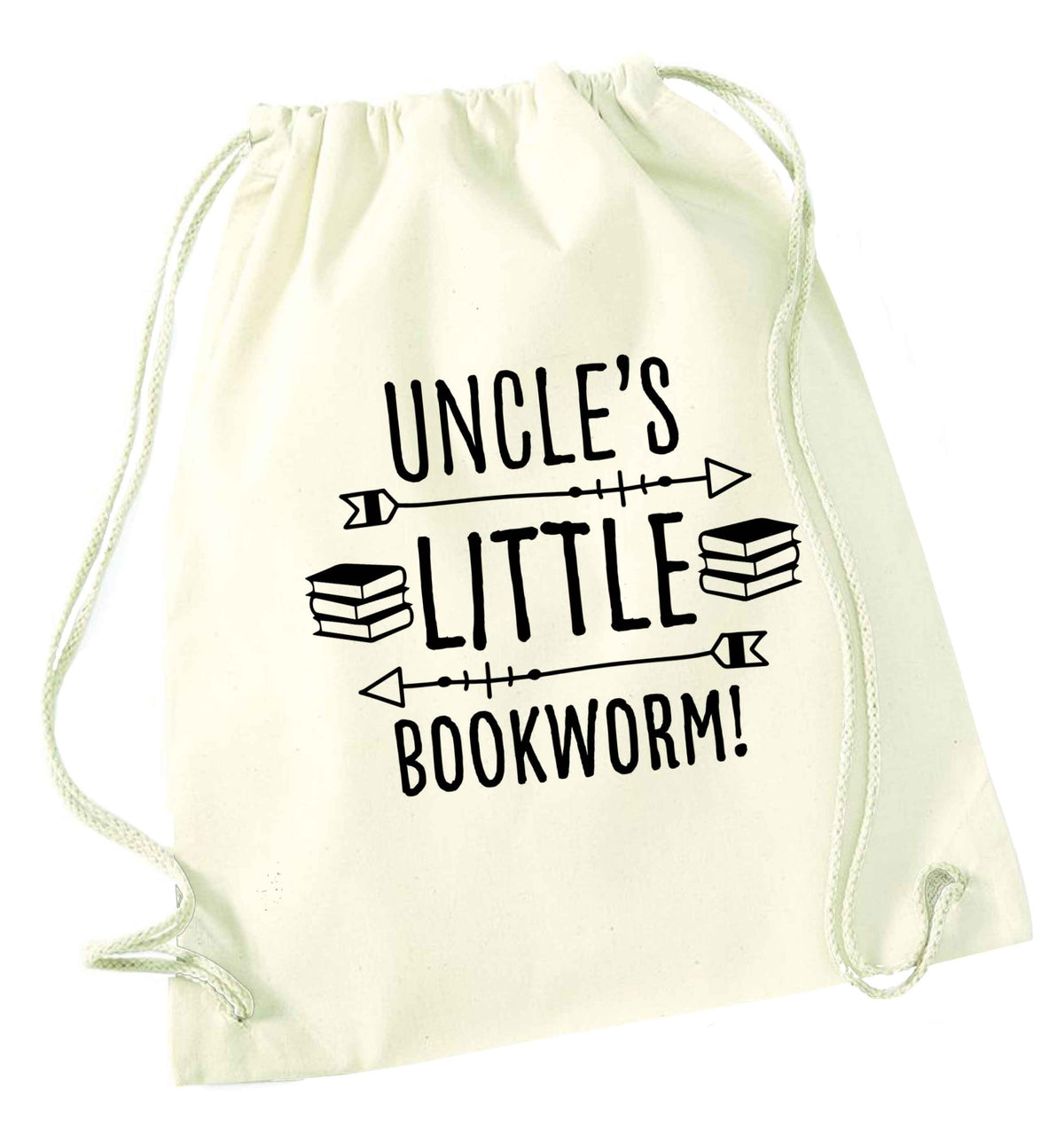 Uncle's little bookworm natural drawstring bag