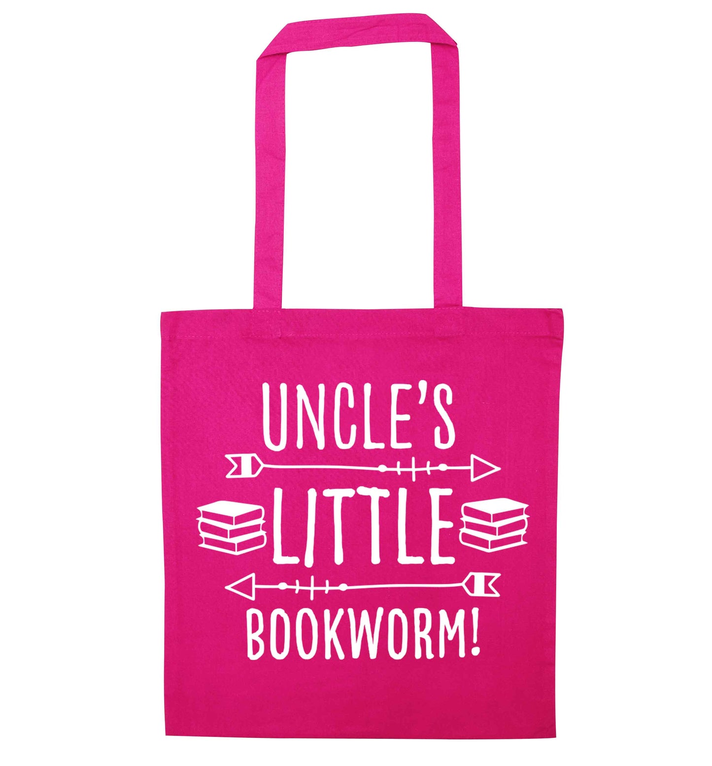 Uncle's little bookworm pink tote bag