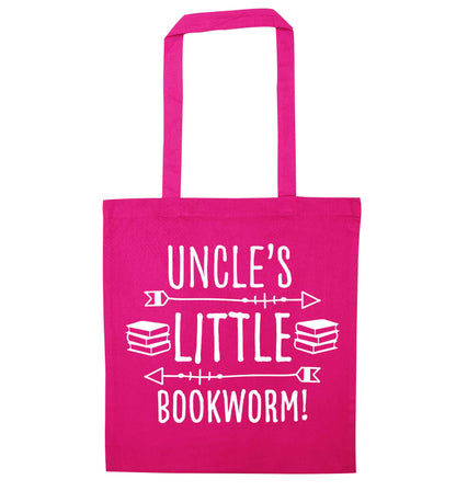 Uncle's little bookworm pink tote bag
