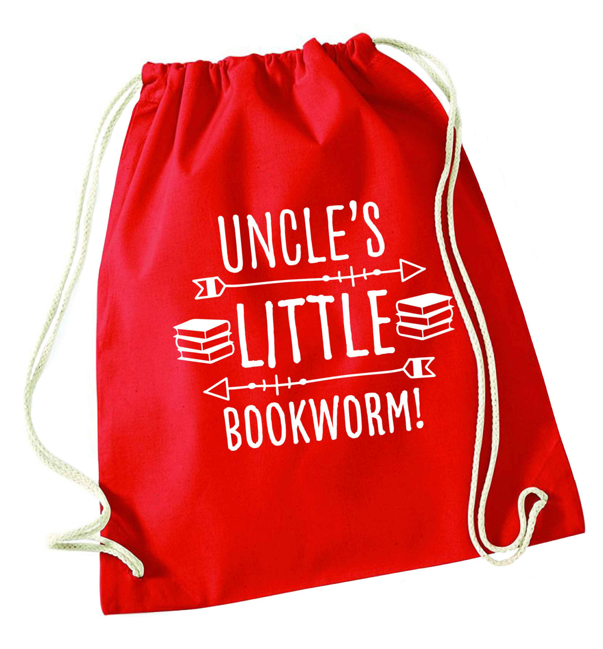 Uncle's little bookworm red drawstring bag 