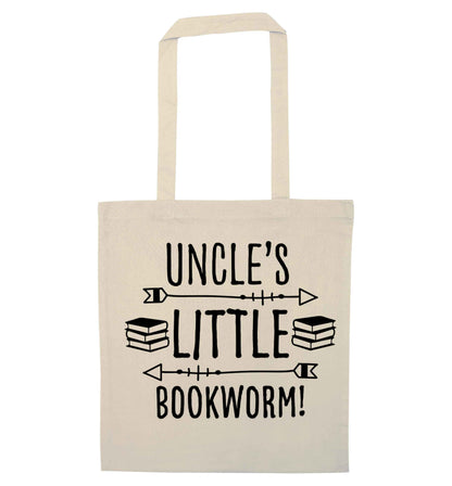Uncle's little bookworm natural tote bag