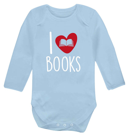 I love books baby vest long sleeved pale blue 6-12 months