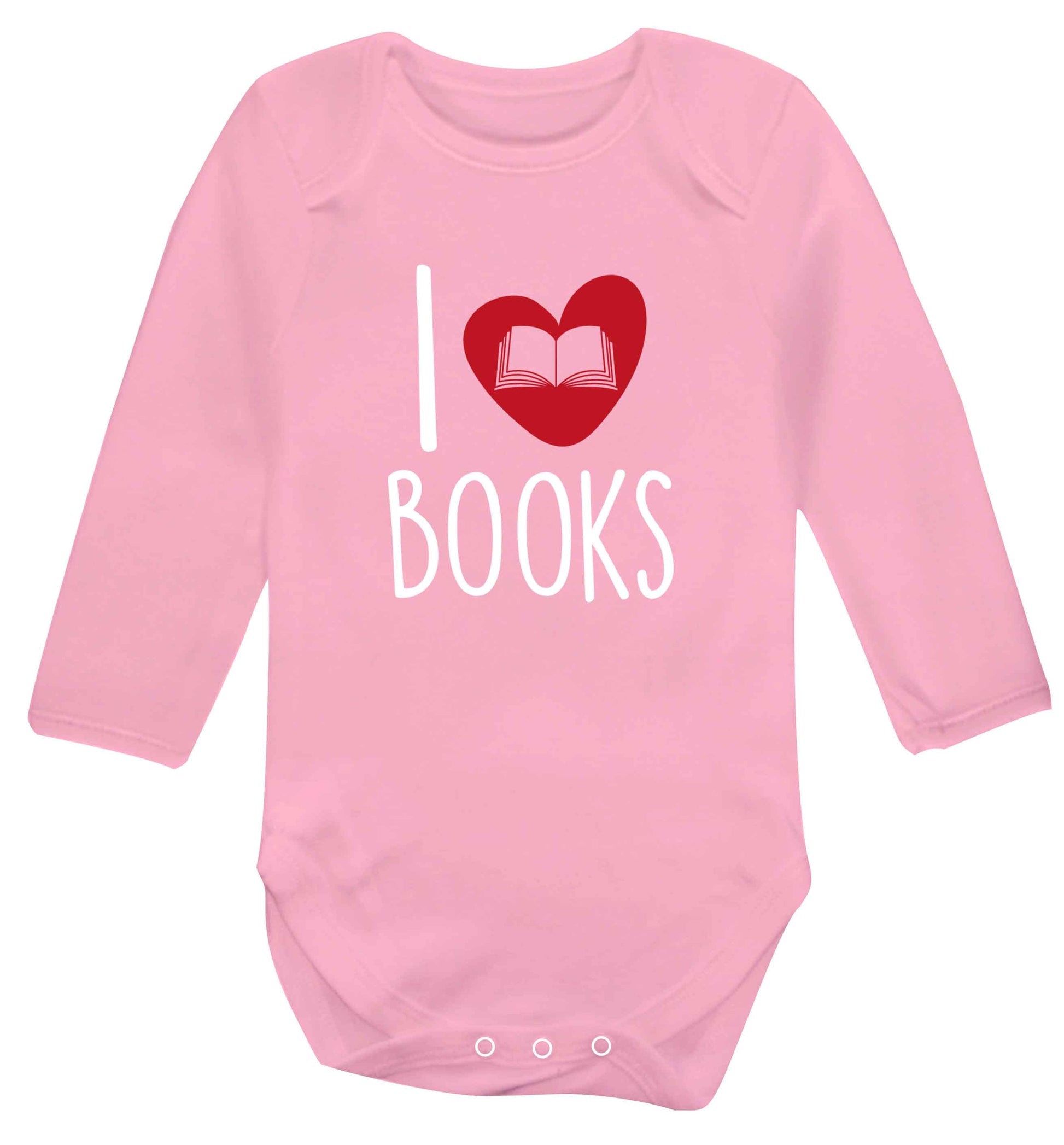 I love books baby vest long sleeved pale pink 6-12 months