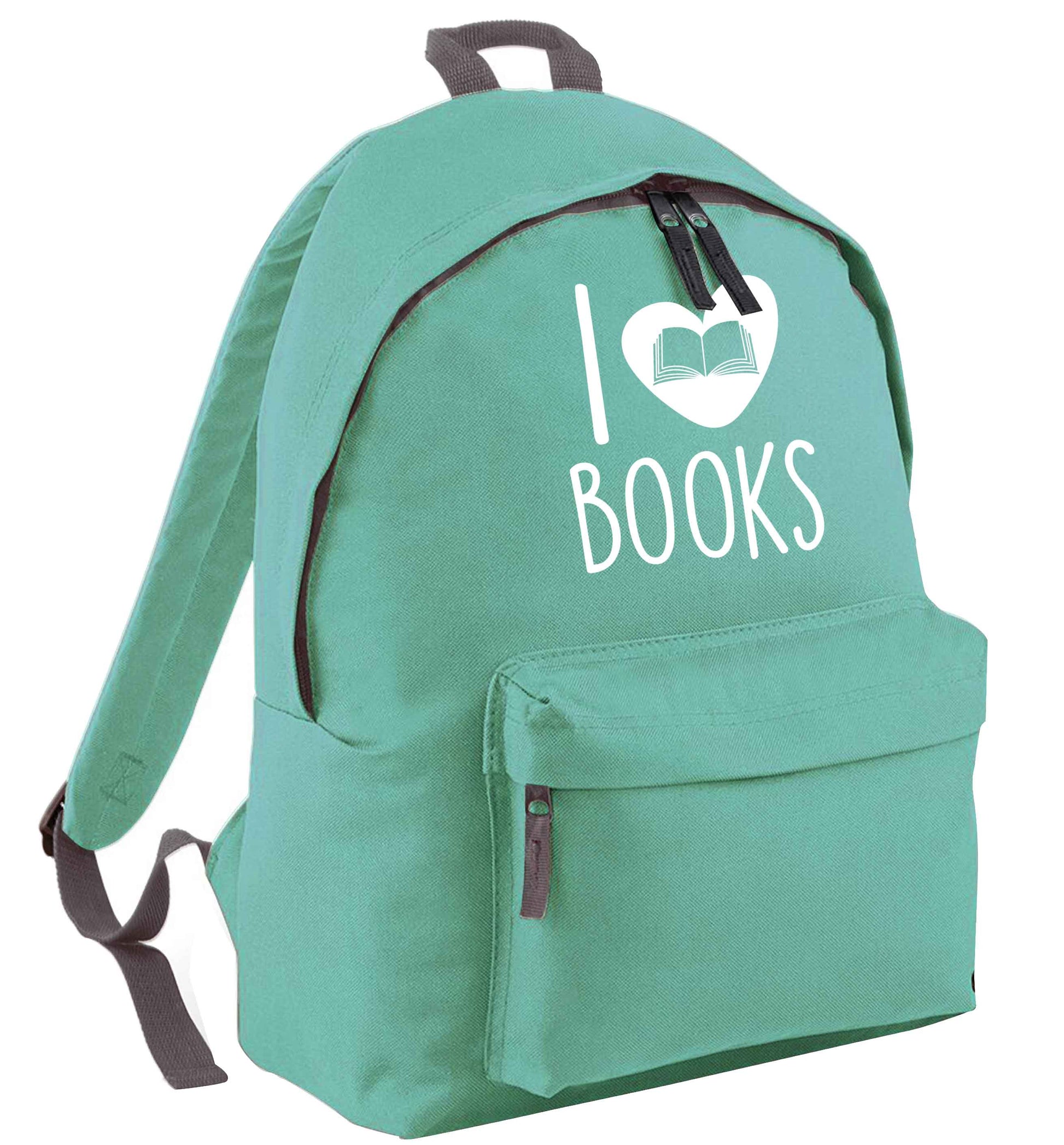 I love books mint adults backpack