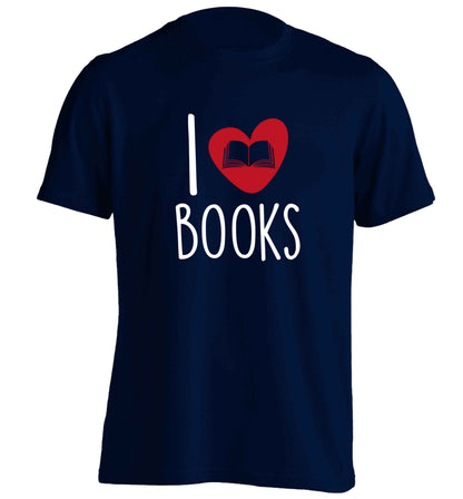 I love books adults unisex navy Tshirt 2XL