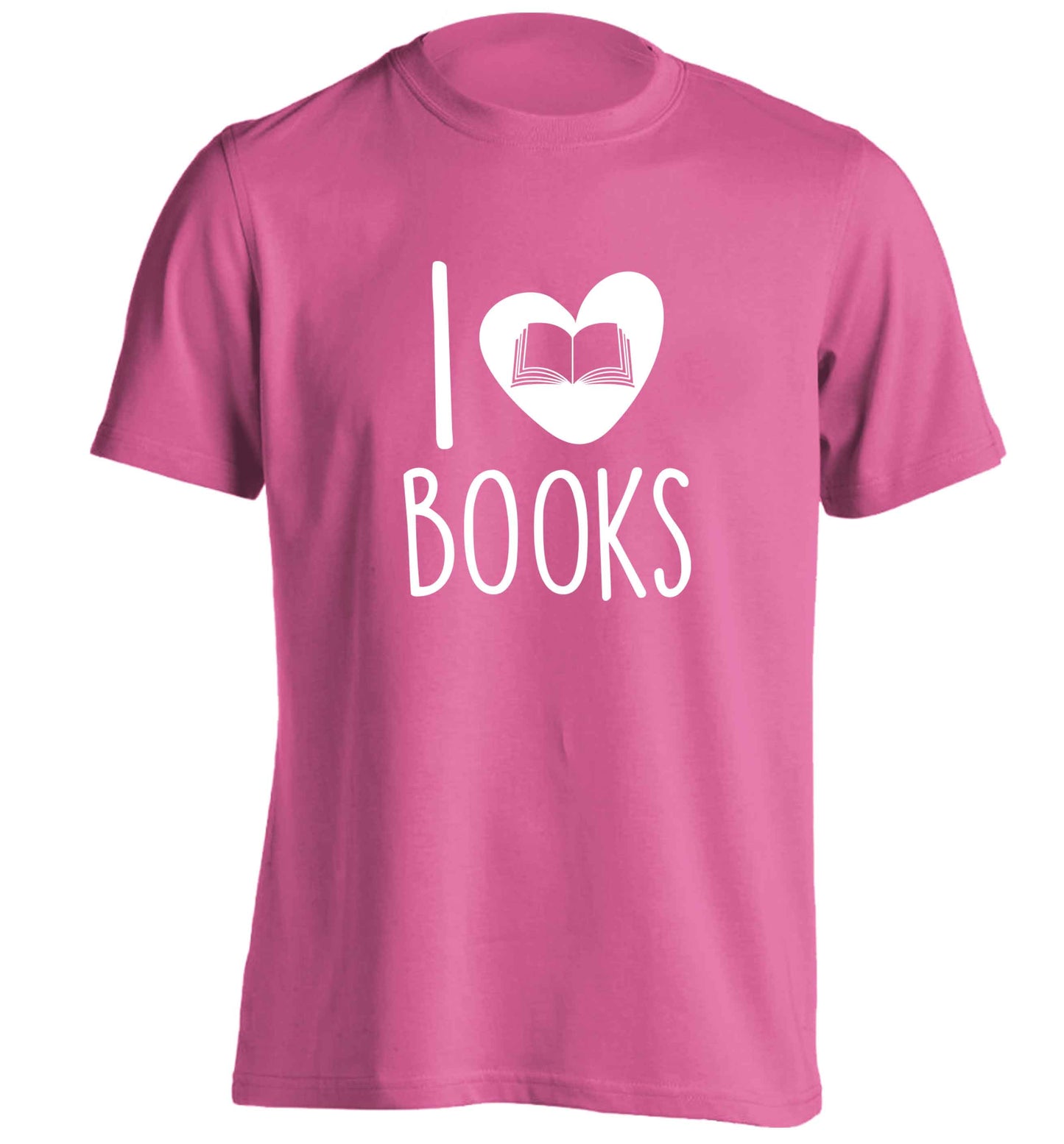 I love books adults unisex pink Tshirt 2XL