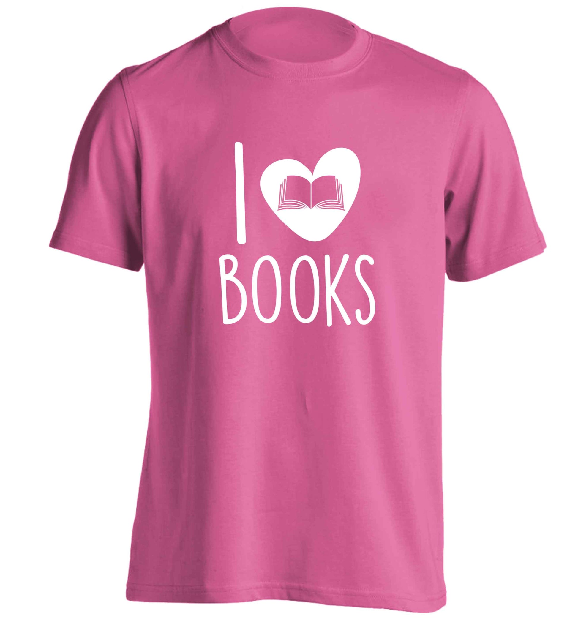 I love books adults unisex pink Tshirt 2XL