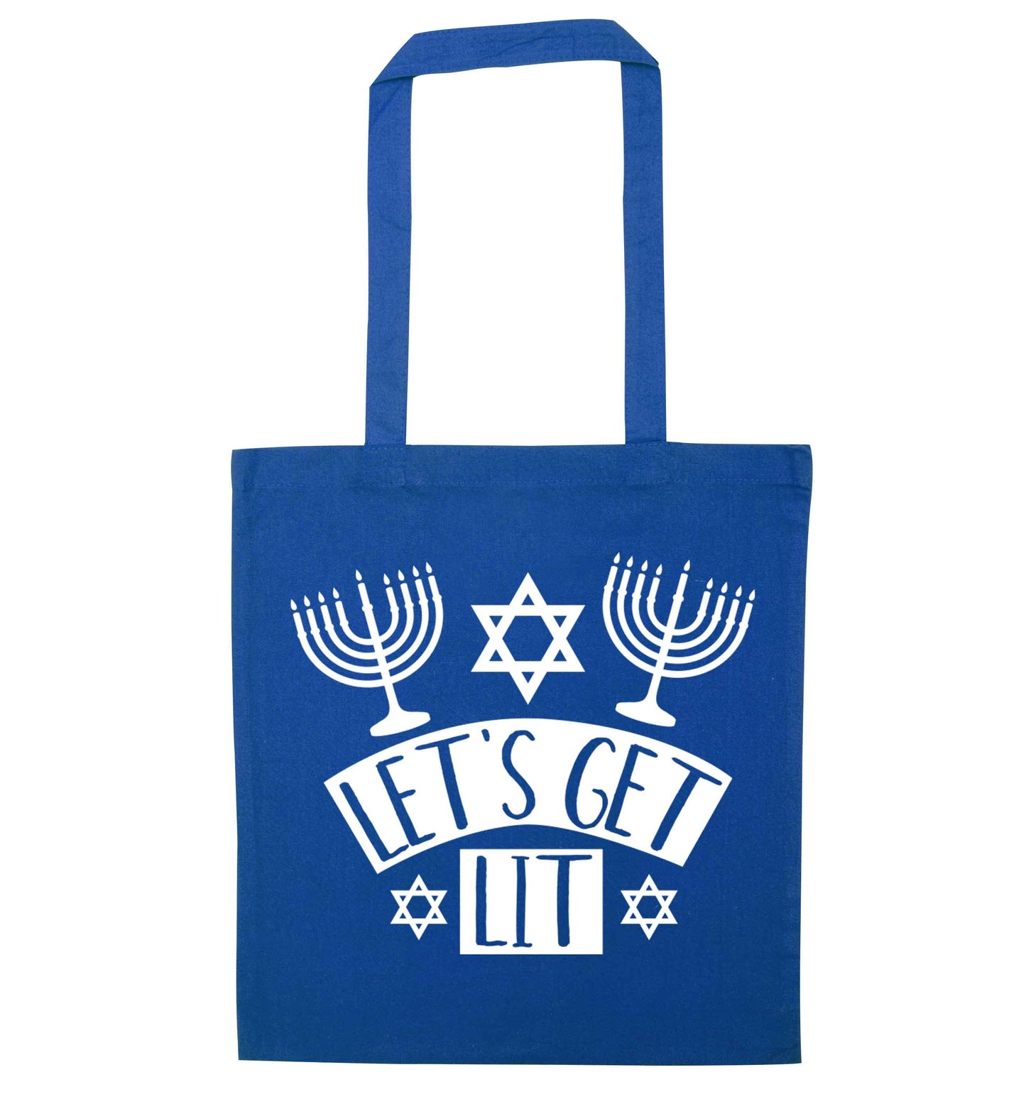Let's get lit blue tote bag