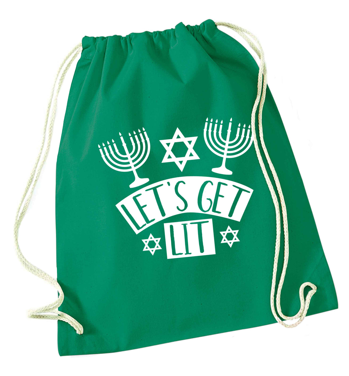 Let's get lit green drawstring bag