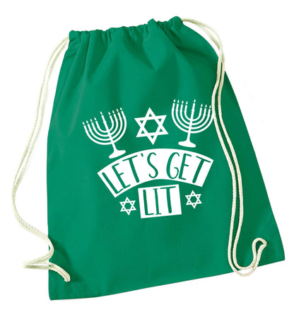 Let's get lit green drawstring bag