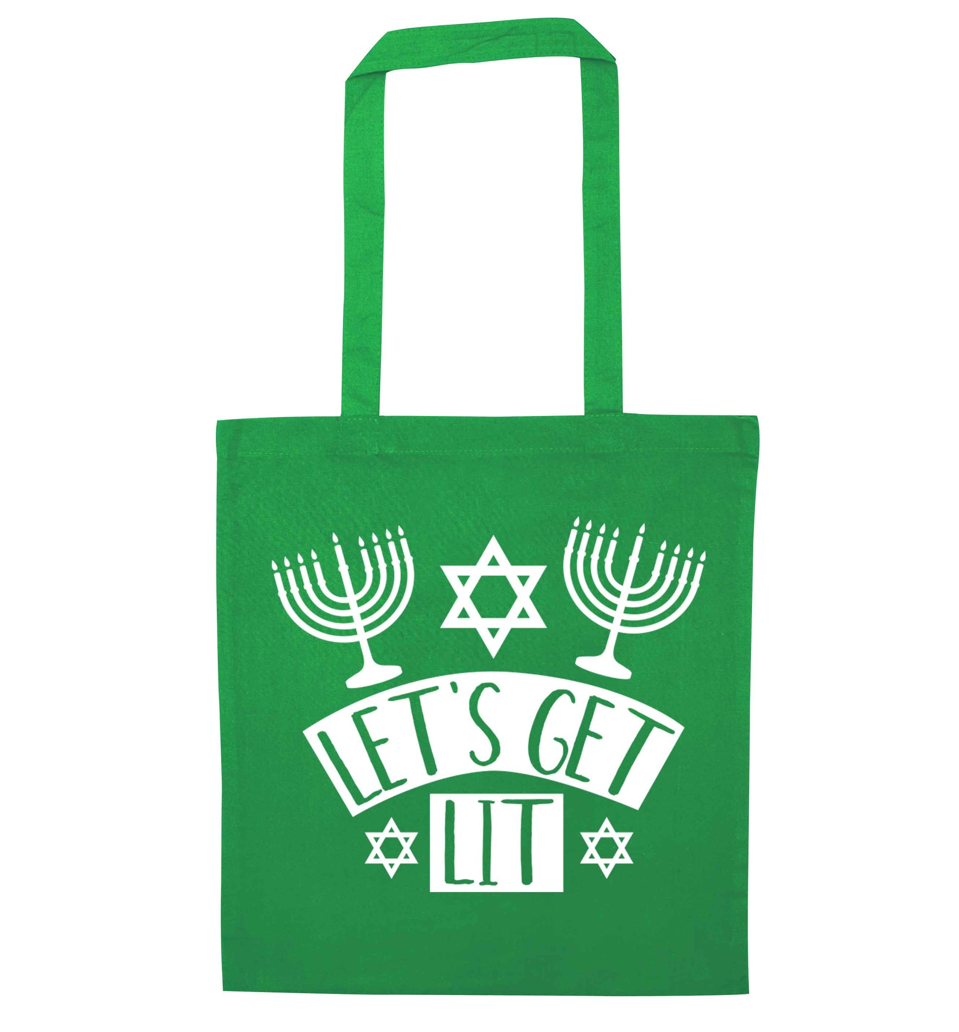 Let's get lit green tote bag