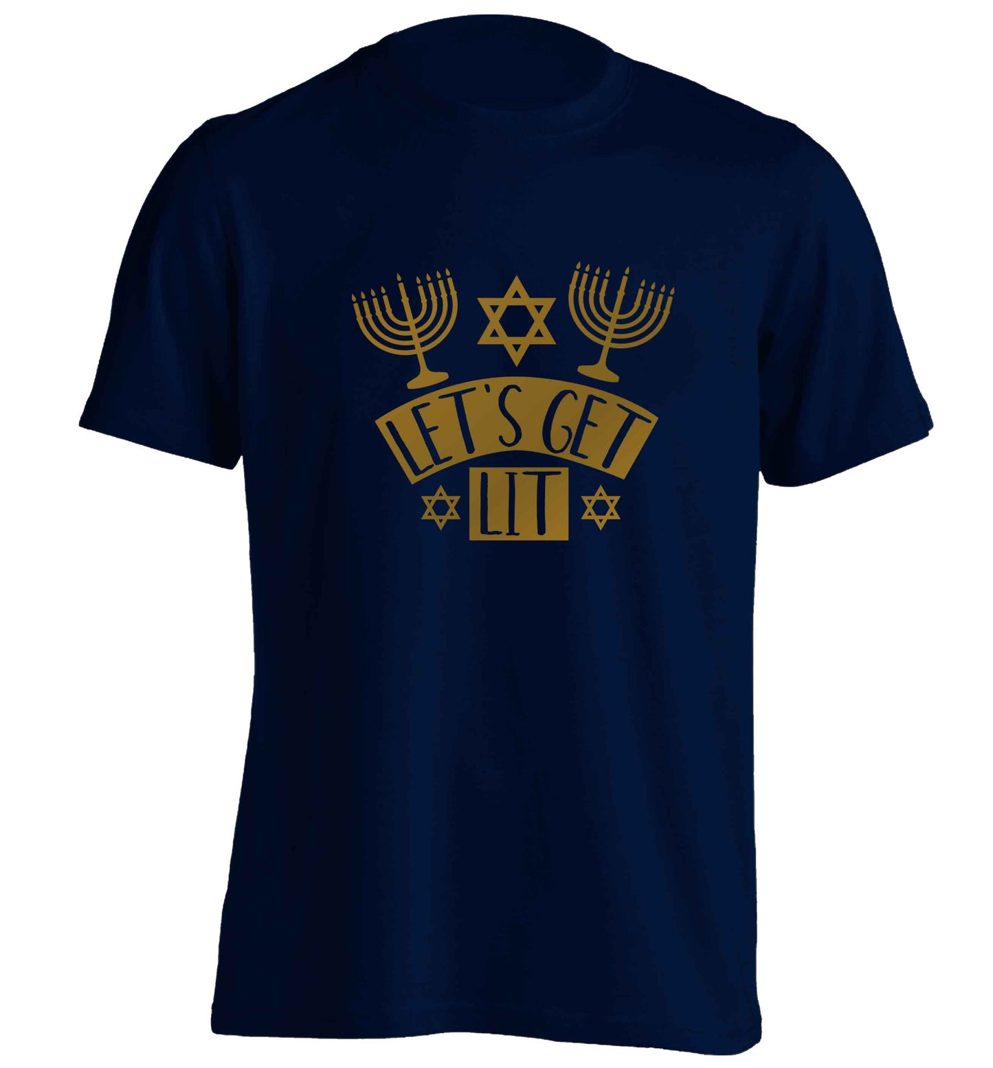 Let's get lit adults unisex navy Tshirt 2XL