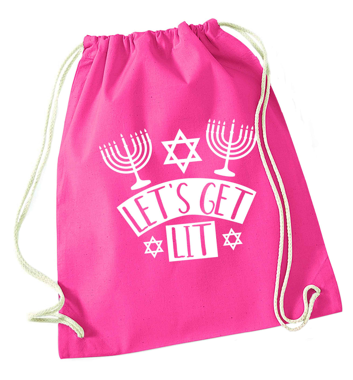 Let's get lit pink drawstring bag