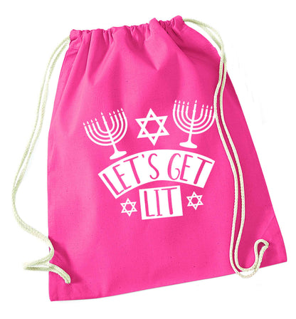 Let's get lit pink drawstring bag