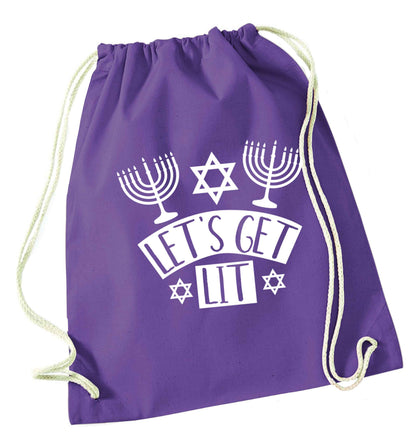 Let's get lit purple drawstring bag