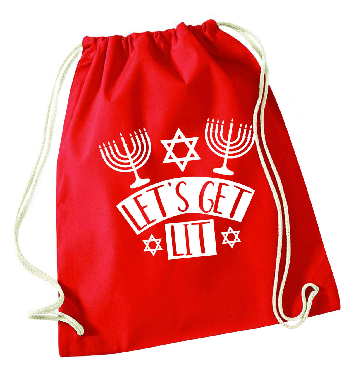 Let's get lit red drawstring bag 
