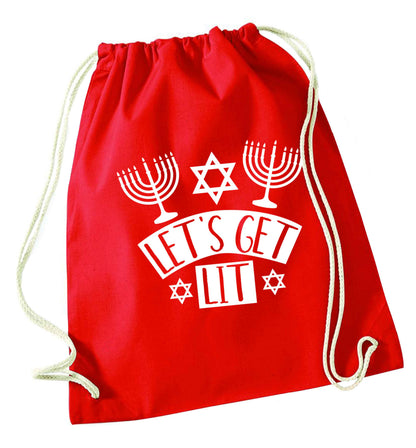 Let's get lit red drawstring bag 