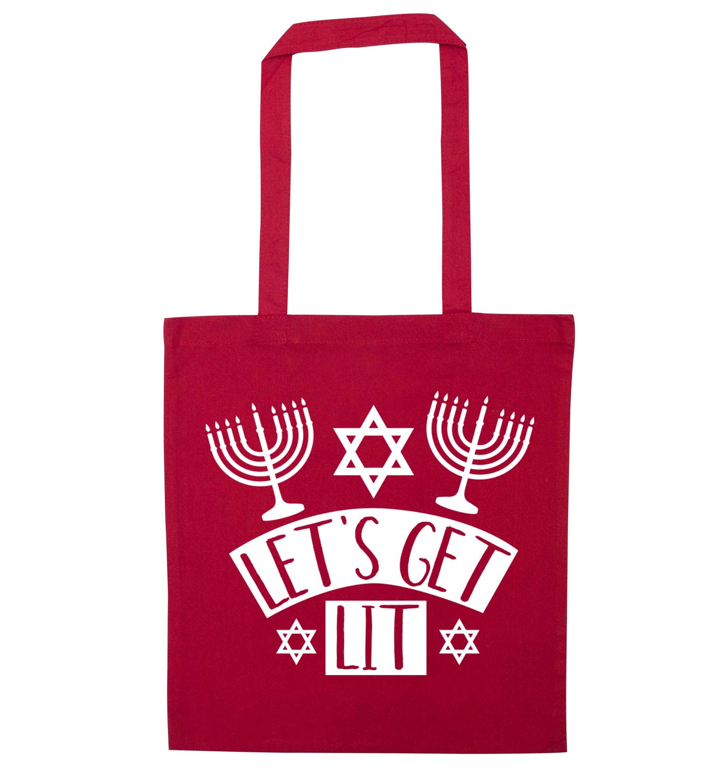 Let's get lit red tote bag