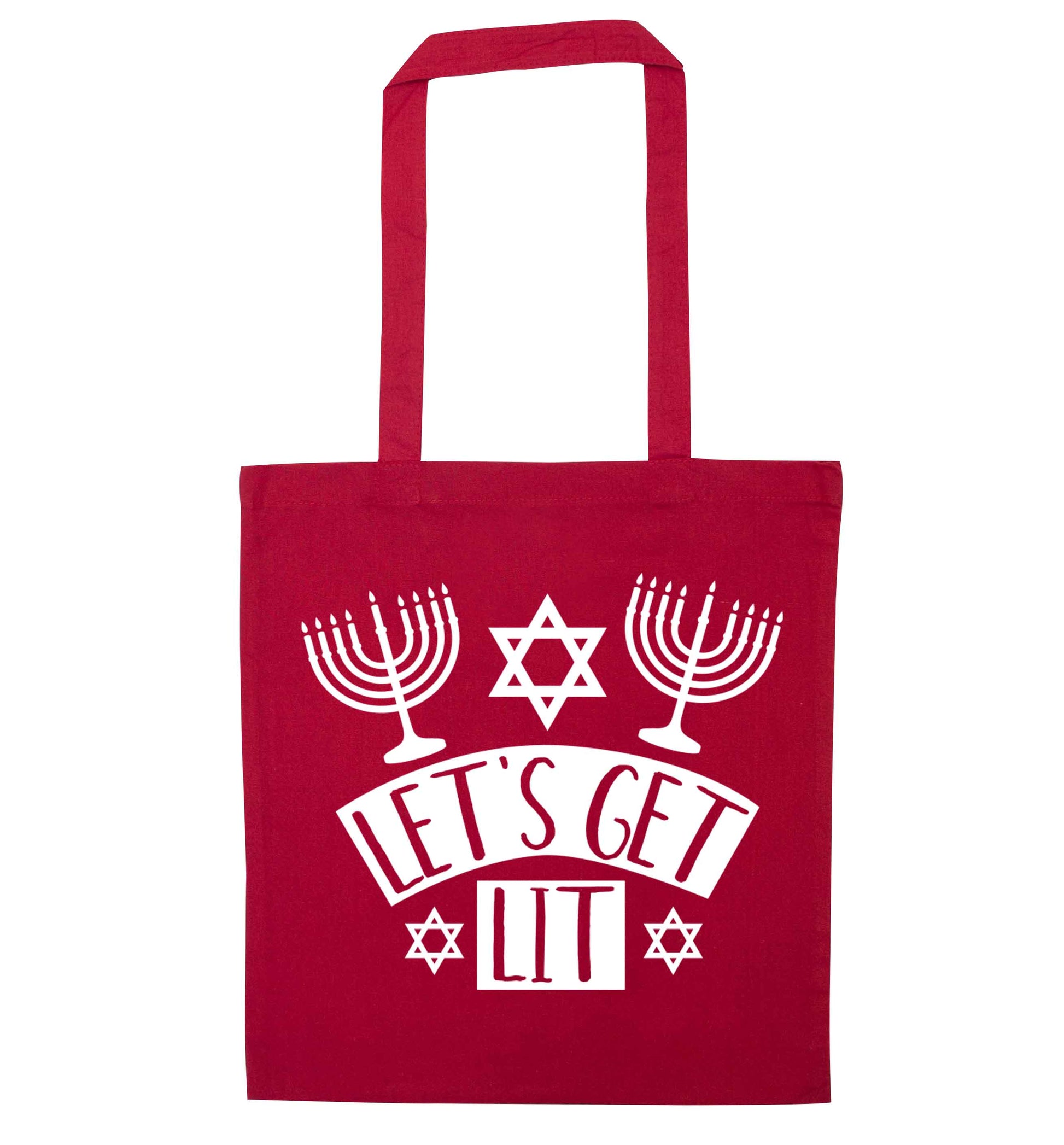 Let's get lit red tote bag