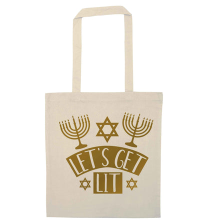 Let's get lit natural tote bag