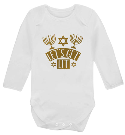 Let's get lit baby vest long sleeved white 6-12 months