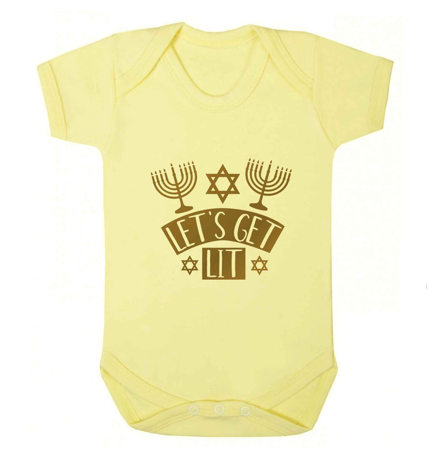 Let's get lit baby vest pale yellow 18-24 months