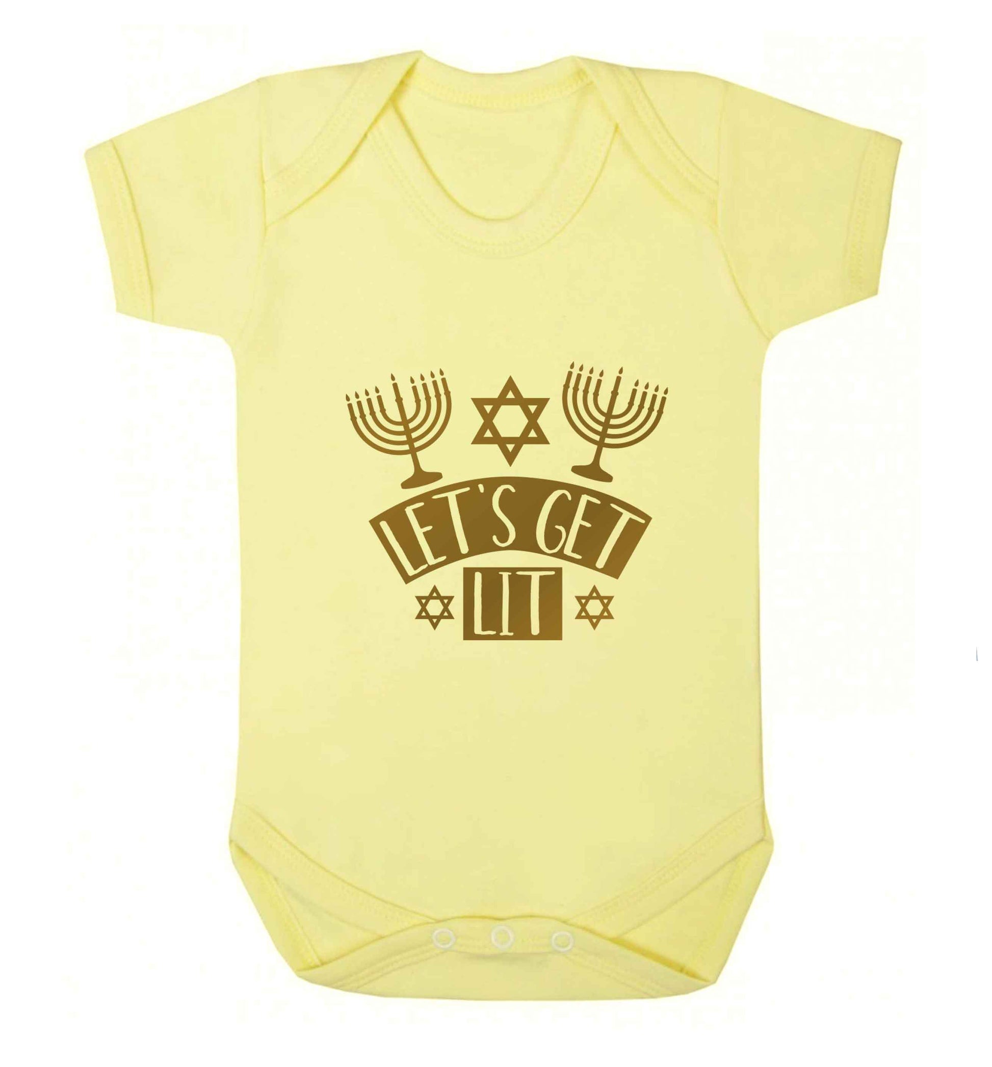Let's get lit baby vest pale yellow 18-24 months