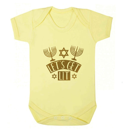 Let's get lit baby vest pale yellow 18-24 months