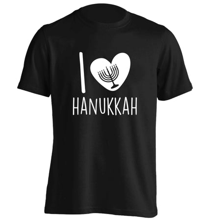 I love hanukkah adults unisex black Tshirt 2XL
