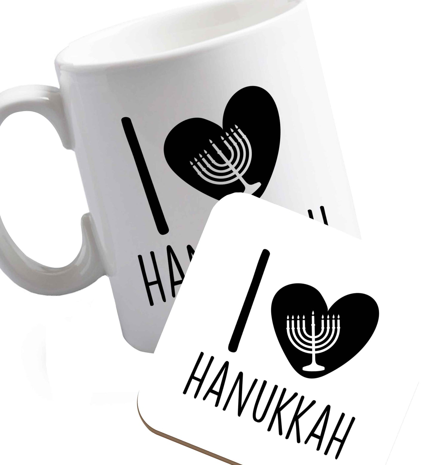10 oz Favourite Type Pan Pancake ceramic mug and coaster set right handed
