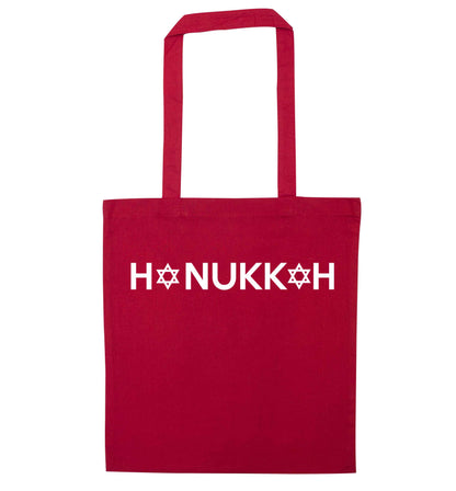 Hanukkah star of david red tote bag