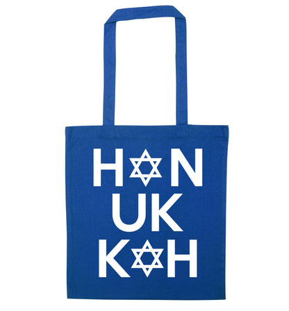 Han uk kah  Hanukkah star of david blue tote bag