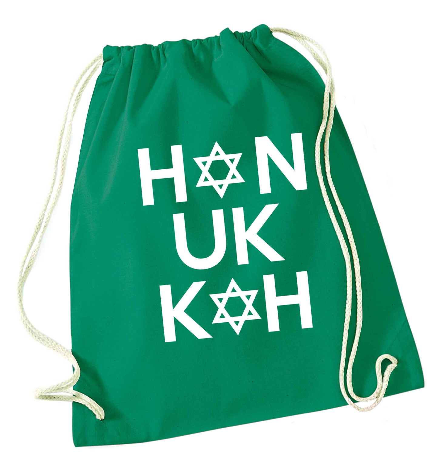 Han uk kah  Hanukkah star of david green drawstring bag