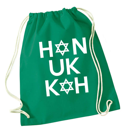 Han uk kah  Hanukkah star of david green drawstring bag