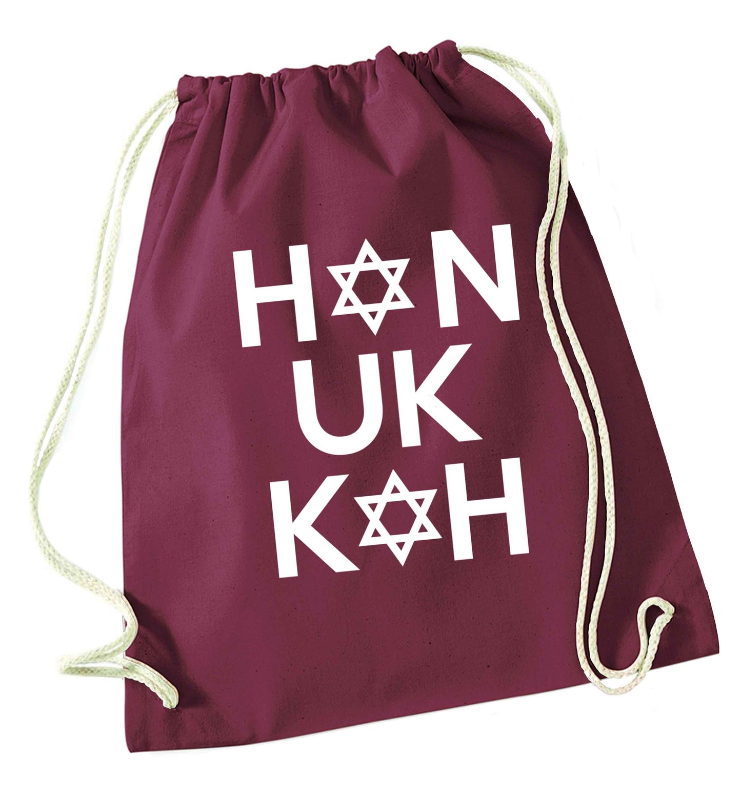 Han uk kah  Hanukkah star of david maroon drawstring bag