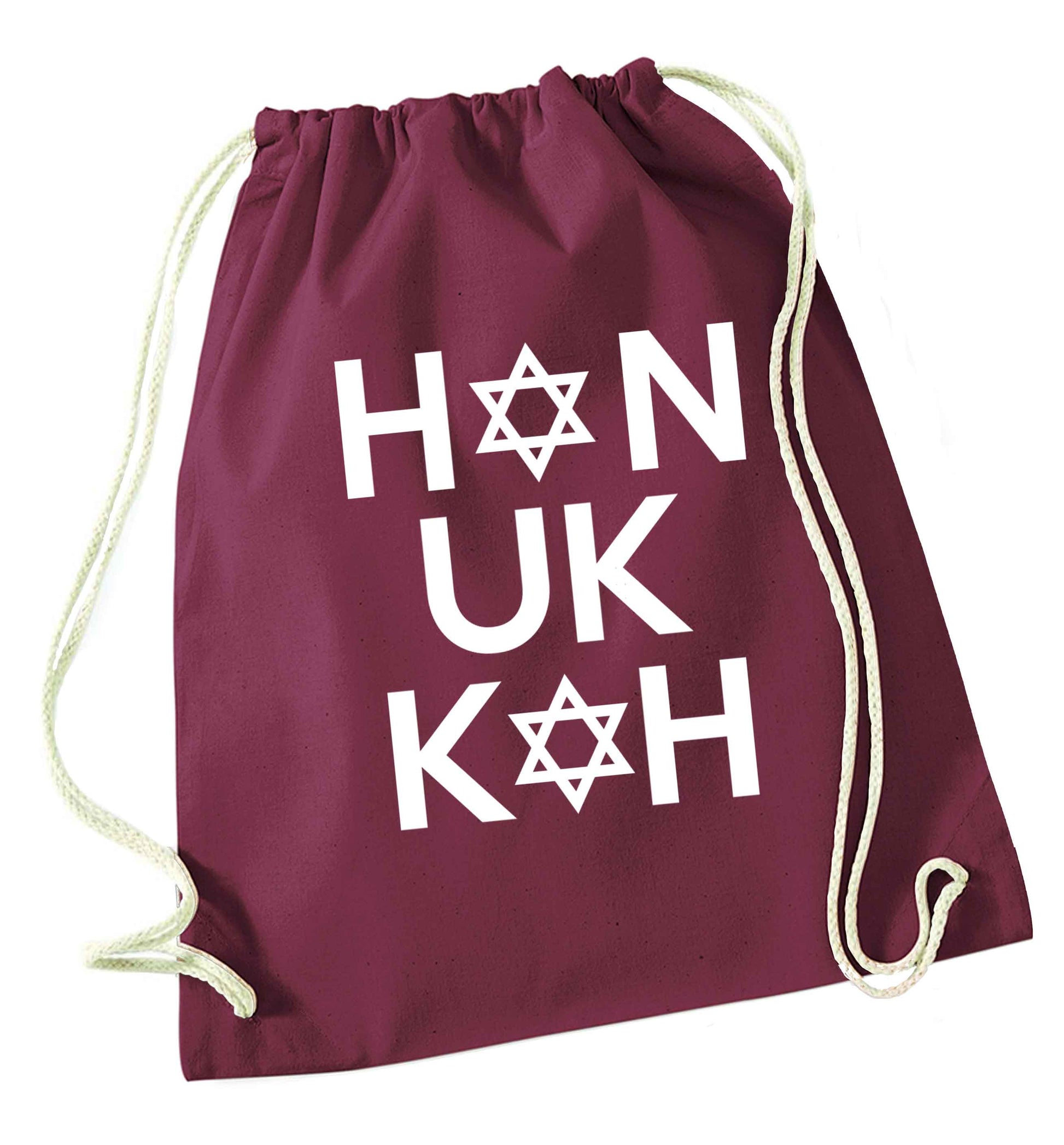 Han uk kah  Hanukkah star of david maroon drawstring bag