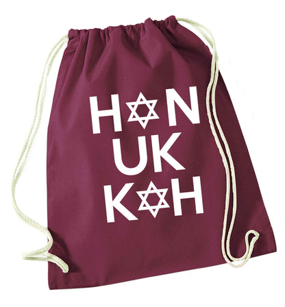 Han uk kah  Hanukkah star of david maroon drawstring bag