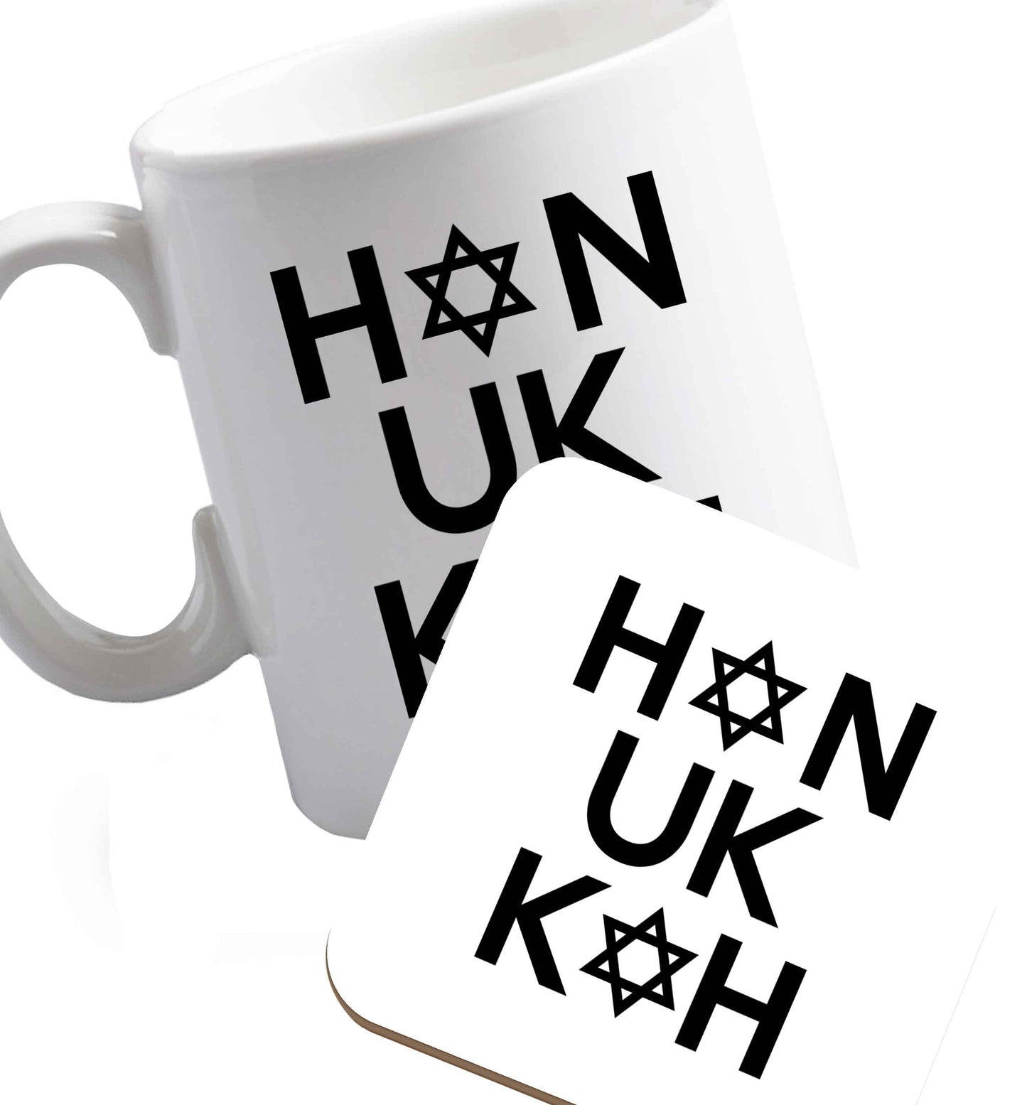 10 oz Favourite Type Pan Pancake ceramic mug and coaster set right handed