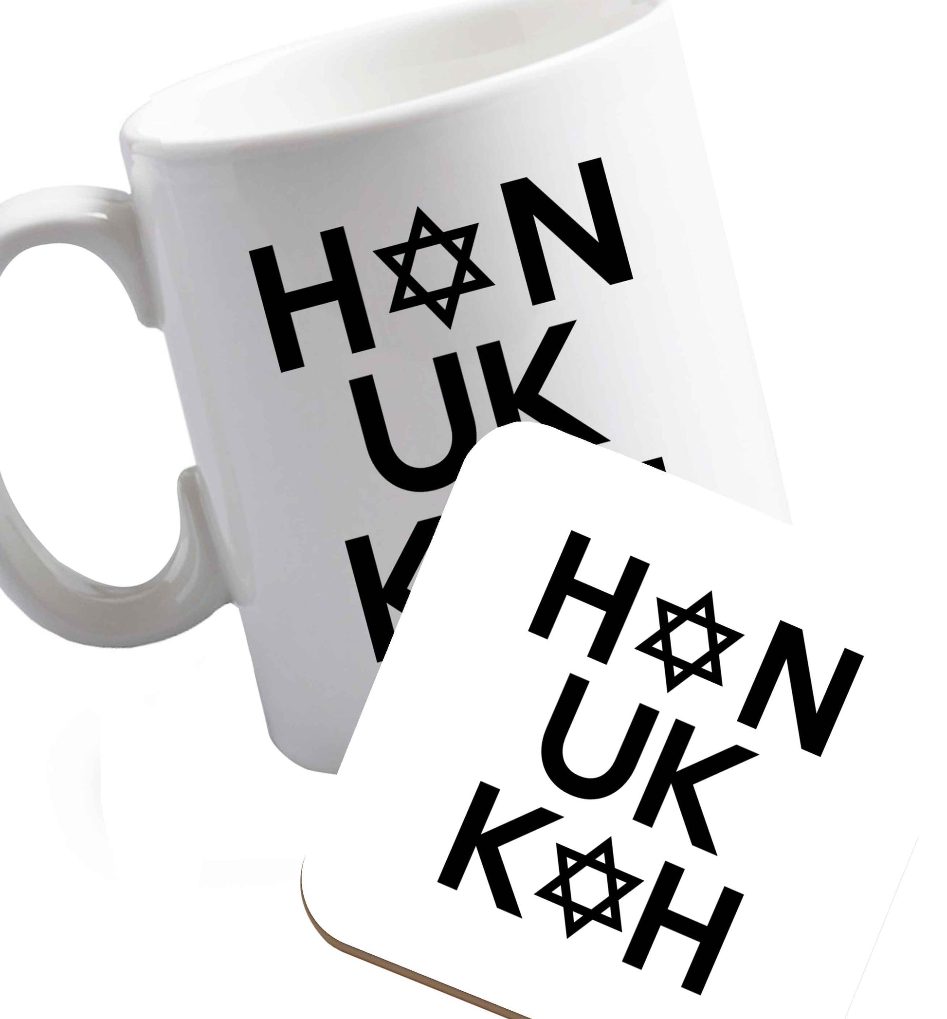 10 oz Favourite Type Pan Pancake ceramic mug and coaster set right handed