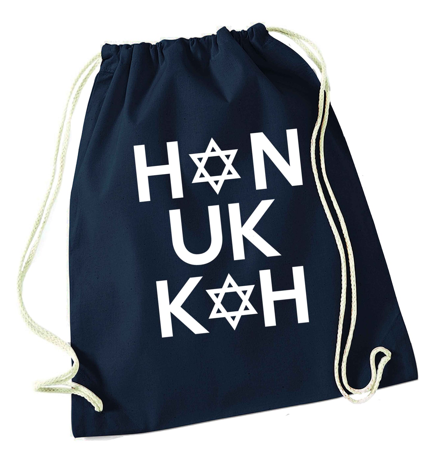 Han uk kah  Hanukkah star of david navy drawstring bag