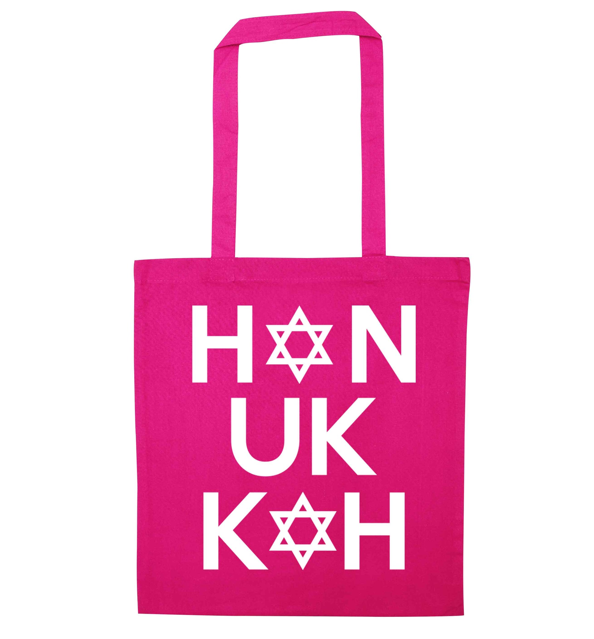 Han uk kah  Hanukkah star of david pink tote bag