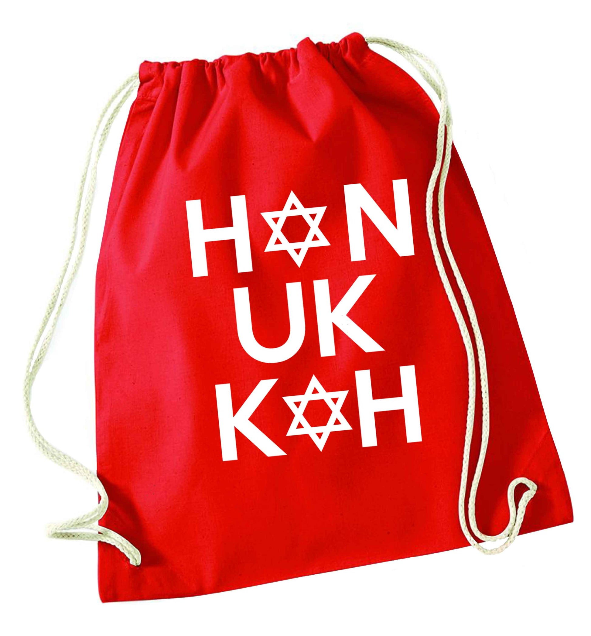 Han uk kah  Hanukkah star of david red drawstring bag 
