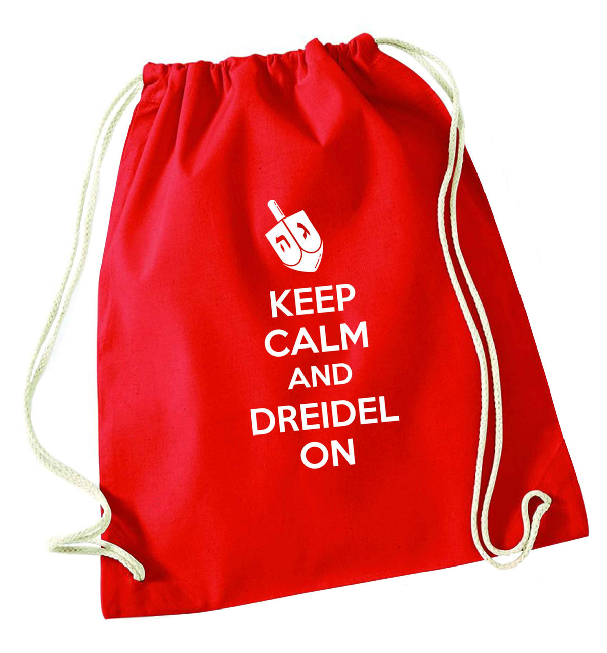 Keep calm and dreidel on red drawstring bag 